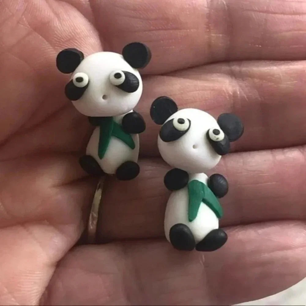 3 for $25/ ADORABLE Panda Bear Clay Polymer Earrings NWT
